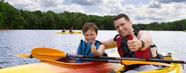 Dad and Son Kayacking